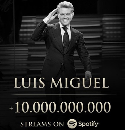 Luis Miguel alcanza más de 10 mil millones de reproducciones en Spotify